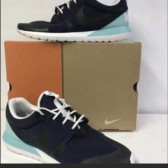 Size 11 - NIKE ROSHE RUN NM OBSIDIAN BLACK BLEACHED TURQUOISE WHITE 652804-403 - Picture 5 of 8
